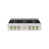 ZLINE Autograph Edition 36-Inch Classic Gas Rangetop with 6 Burner DuoPro™ Cooktop in Stainless Steel and Champagne Bronze Accents (PCRTZ-36-CB)