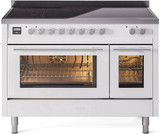 ILVE 48" Professional Plus II Series Freestanding Electric Double Oven Range with 8 Elements, Triple Glass Cool Door, Convection Oven, TFT Oven Control Display and Child Lock - UPI486WMP