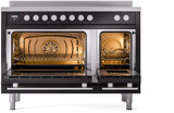 ILVE 48" Professional Plus II Series Freestanding Electric Double Oven Range with 8 Elements, Triple Glass Cool Door, Convection Oven, TFT Oven Control Display and Child Lock - UPI486WMP