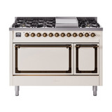 ILVE Nostalgie II Noblesse 48" Dual Fuel Freestanding Range 8 Sealed Burners + Griddle with Solid Door -  UN48FQNMP
