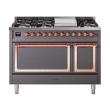ILVE Nostalgie II Noblesse 48" Dual Fuel Freestanding Range 8 Sealed Burners + Griddle with Solid Door -  UN48FQNMP
