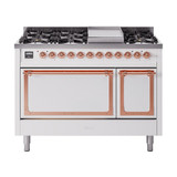 ILVE Nostalgie II Noblesse 48" Dual Fuel Freestanding Range 8 Sealed Burners + Griddle with Solid Door -  UN48FQNMP
