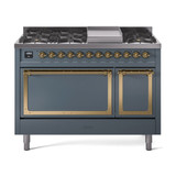 ILVE Nostalgie II Noblesse 48" Dual Fuel Freestanding Range 8 Sealed Burners + Griddle with Solid Door -  UN48FQNMP