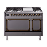 ILVE Nostalgie II Noblesse 48" Dual Fuel Freestanding Range 8 Sealed Burners + Griddle with Solid Door -  UN48FQNMP