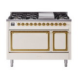 ILVE Nostalgie II Noblesse 48" Dual Fuel Freestanding Range 8 Sealed Burners + Griddle with Solid Door -  UN48FQNMP