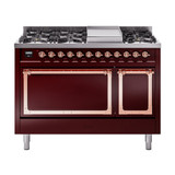 ILVE Nostalgie II Noblesse 48" Dual Fuel Freestanding Range 8 Sealed Burners + Griddle with Solid Door -  UN48FQNMP