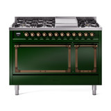 ILVE Nostalgie II Noblesse 48" Dual Fuel Freestanding Range 8 Sealed Burners + Griddle with Solid Door -  UN48FQNMP