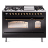 ILVE 48" Nostalgie II Series Freestanding Double Oven Dual Fuel Range with 8 Sealed Burners and Griddle - UP48FNMP