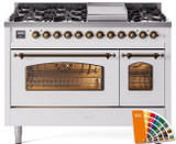 ILVE 48" Nostalgie II Series Freestanding Double Oven Dual Fuel Range with 8 Sealed Burners and Griddle - UP48FNMP