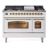 ILVE 48" Nostalgie II Series Freestanding Double Oven Dual Fuel Range with 8 Sealed Burners and Griddle - UP48FNMP