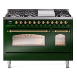 ILVE 48" Nostalgie II Series Freestanding Double Oven Dual Fuel Range with 8 Sealed Burners and Griddle - UP48FNMP