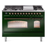 ILVE 48" Nostalgie II Series Freestanding Double Oven Dual Fuel Range with 8 Sealed Burners and Griddle - UP48FNMP