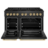 ZLINE Autograph 48-Inch 6.7 Cu. Ft. Paramount Dual Fuel Range with 8 Burner DuoPro Cooktop in Black Satin and Gold Accents (PSDRBSZ-48-G)