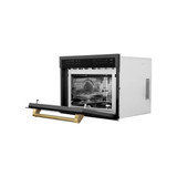 ZLINE Autograph 24-Inch Microwave Oven in Black Stainless Steel and Polished Gold Helix Handle (MWOZ-24-BS-KG)