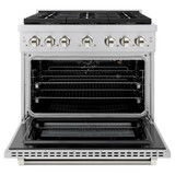 ZLINE Autograph 36-Inch Paramount DuoPro Gas Range in Stainless Steel with Nickel Helix Handle (PSGRZ-36-KPN)