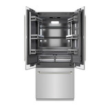 ZLINE Autograph 36-Inch French Door Built-In Refrigerator w/ Gray Interior and Nickel Helix Handles (GRBIVZ-30436KPN)
