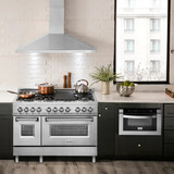 ZLINE 5-Piece Appliance Package - 48-Inch Dual Fuel Range, Hood, Refrigerator with Water Dispenser, Dishwasher, and Microwave Drawer in Stainless Steel