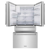 ZLINE 5-Piece Appliance Package - 48-Inch Dual Fuel Range, Hood, Refrigerator with Water Dispenser, Dishwasher, and Microwave Drawer in Stainless Steel