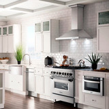 ZLINE 5-Piece Appliance Package - 36-Inch Dual Fuel Range, Hood, Refrigerator with Water Dispenser, Dishwasher, and Microwave Drawer in Stainless Steel