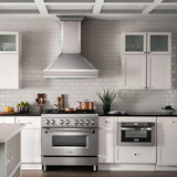 ZLINE 5-Piece Appliance Package - 36-Inch Dual Fuel Range, Hood, Refrigerator, Dishwasher, and Microwave Drawer in Stainless Steel