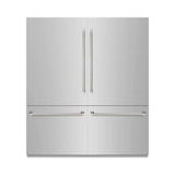 ZLINE Autograph 72-Inch Built-In Refrigerator w/ Gray Interior and Polished Nickel Helix Handles (GRBITZ-30472KPN)