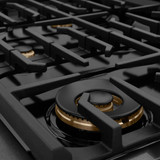 ZLINE Autograph 48-Inch 6.7 Cu. Ft. Paramount Double Oven Gas Range with 8 Burner Cooktop in Black Satin and Gold Accents (SGRBSZ-48-G)