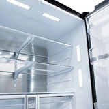 ZLINE Autograph 36-Inch Standard-Depth French Door Refrigerator with External Water Dispenser & Dual Ice Maker in Black Stainless Steel with Gold Helix Handles (RSMZ-W-36-BS-KG)