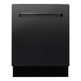 ZLINE 5-Piece Appliance Package - 36-Inch Dual Fuel Range with Brass Burners, Refrigerator, Convertible Wall Mount Hood, Microwave Drawer, and 3-Rack Dishwasher in Black Stainless Steel (5KPR-RABRH36-MWDWV)