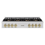 ZLINE Autograph Edition 48-Inch Classic Gas Rangetop with 8 Burner DuoPro™ Cooktop in Stainless Steel and Champagne Bronze Accents (PCRTZ-48-CB)