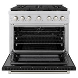 ZLINE 36-Inch 5.2 cu. ft. Paramount Dual Fuel Range with 6 Burner DuoPro™ Cooktop and Electric Convection Oven with Black Matte Door (PSDR-BLM-36)