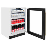 ZLINE Autograph Edition 24-Inch Touchstone 151 Can Beverage Fridge with Black Stainless Steel Glass Door and Champagne Bronze Helix Handle (RBSOZ-BS-24-KCB)