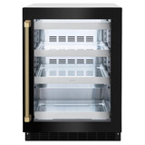 ZLINE Autograph Edition 24-Inch Touchstone 151 Can Beverage Fridge with Black Stainless Steel Glass Door and Champagne Bronze Helix Handle (RBSOZ-BS-24-KCB)