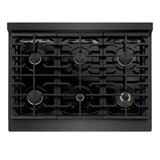 ZLINE Autograph 36-Inch 5.2 Cu. Ft. Gas Range with 6 Burner Cooktop and Convection Gas Oven in Black Satin and Gold Accents (SGRBSZ-36-G)