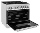 ZLINE Appliance Package - 36-Inch Dual Fuel Range, Refrigerator, Range Hood, Microwave Drawer, Tall Tub Dishwasher and Wine Cooler (6KPR-RARH36-MWDWV-RWV)