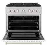 ZLINE 36-Inch 5.2 cu. ft. Paramount Gas Range with 6 Burner DuoPro™ Cooktop and Convection Gas Oven with White Matte Door (PSGR-WM-36)
