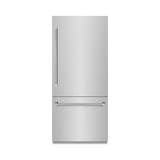 ZLINE Autograph 36-Inch Built-In Refrigerator w/ Gray Interior and Polished Nickel Helix Handles (GRBITZ-30436KPN)