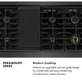 ZLINE 48-Inch 6.7 Cu. Ft. Paramount Double Oven Gas Range with 8 Burner Cooktop in Black Satin Stainless Steel (SGRBS-48)