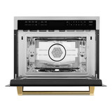 ZLINE Autograph 24-Inch Microwave Oven in Stainless Steel and Polished Gold Helix Handle (MWOZ-24-KG)