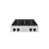 ZLINE Autograph Edition 30-Inch Paramount Gas Rangetop with 4 Burner DuoPro™ Cooktop in Satin Stainless Steel and Matte Black Accents (PSRTSZ-30-MB)