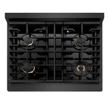 ZLINE 30-Inch Paramount Gas Rangetop with 4 Brass Burners and Porcelain Cooktop in Black Satin Stainless Steel (SRTBS-BR-30)