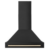 ZLINE Autograph Edition 2-Piece Appliance Package - 36-Inch Dual Fuel Range & Wall Mounted Range Hood in Black Stainless Steel with Gold Trim (2AKP-RABRH36-G)