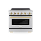 ZLINE Autograph Edition 36-Inch, 5.2 Cu. Ft. Paramount Induction Range with 5 Element Cooktop and Electric Convection Oven in Satin Stainless Steel with Champagne Bronze Accents (SINRSZ-36-CB)