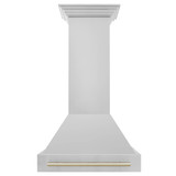 ZLINE Autograph Edition 2-Piece Appliance Package - 30-Inch Dual Fuel Range & Wall Mounted Range Hood in Stainless Steel with Gold Trim (2AKP-RARH30-G)