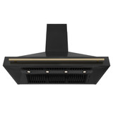 ZLINE Autograph Edition 4-Piece Appliance Package - 48-Inch Gas Range, Refrigerator, Wall Mounted Range Hood, & 24-Inch Tall Tub Dishwasher in Black Stainless Steel with Champagne Bronze Trim (4AKPR-SGRBRHDWV48-CB)