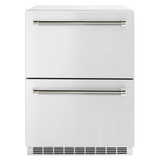ZLINE Autograph 24-Inch Touchstone Refrigerator Drawer with Steel Doors & Nickel Helix Handles (RDSOZ-ST-24-KPN)