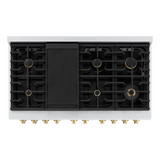 ZLINE Autograph Edition 2-Piece Appliance Package - 48-Inch Gas Range & Wall Mounted Range Hood in Stainless Steel and White Door with Champagne Bronze Trim (2AKPR-SGRWMRH48-CB)