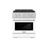 ZLINE 30-Inch 4.2 cu. ft. Paramount Gas Range with 4 Burner DuoPro™ Cooktop and Convection Gas Oven in Satin Stainless Steel with White Matte Door (PSGRS-WM-30)