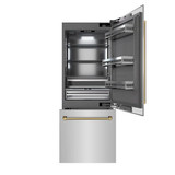 ZLINE Autograph 30-Inch Built-In Refrigerator w/ Gray Interior and Polished Gold Helix Handles (GRBIVZ-30430KG)