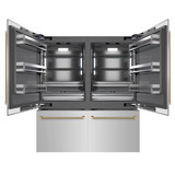 ZLINE Autograph 72-Inch Built-In Refrigerator w/ Gray Interior and Champagne Bronze Helix Handles (GRBITZ-30472KCB)