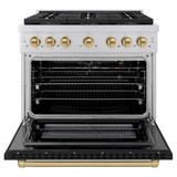 ZLINE Autograph Edition 36-Inch 5.2 cu. ft. Paramount Gas Range with 6 Burner DuoPro™ Cooktop and Convection Gas Oven with Black Matte Door and Champagne Bronze Accents (PSGRZ-BLM-36-CB)